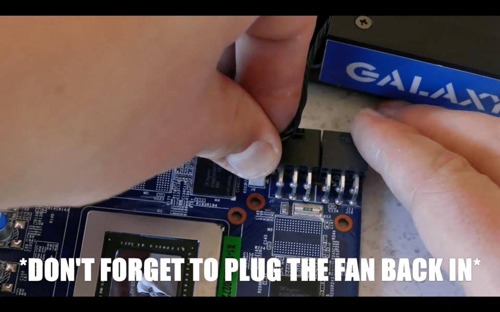 2.10 Plug the fan back to the card.