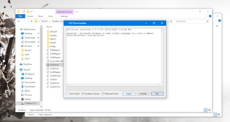 Step 9 Open the pasted bin folder right click on ScpDriver application and run it as Administrator.