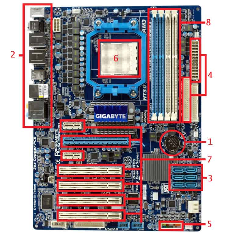 34 Motherboard Parts With Label