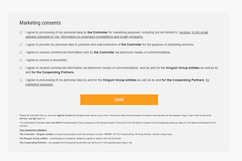 Kinguin Marketing consent