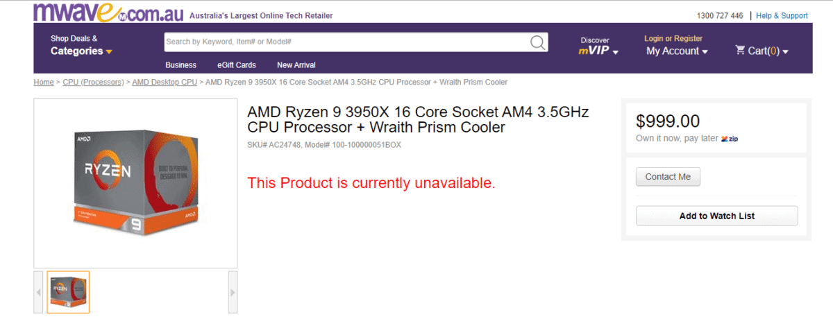 Mwave AMD Ryzen 3950X