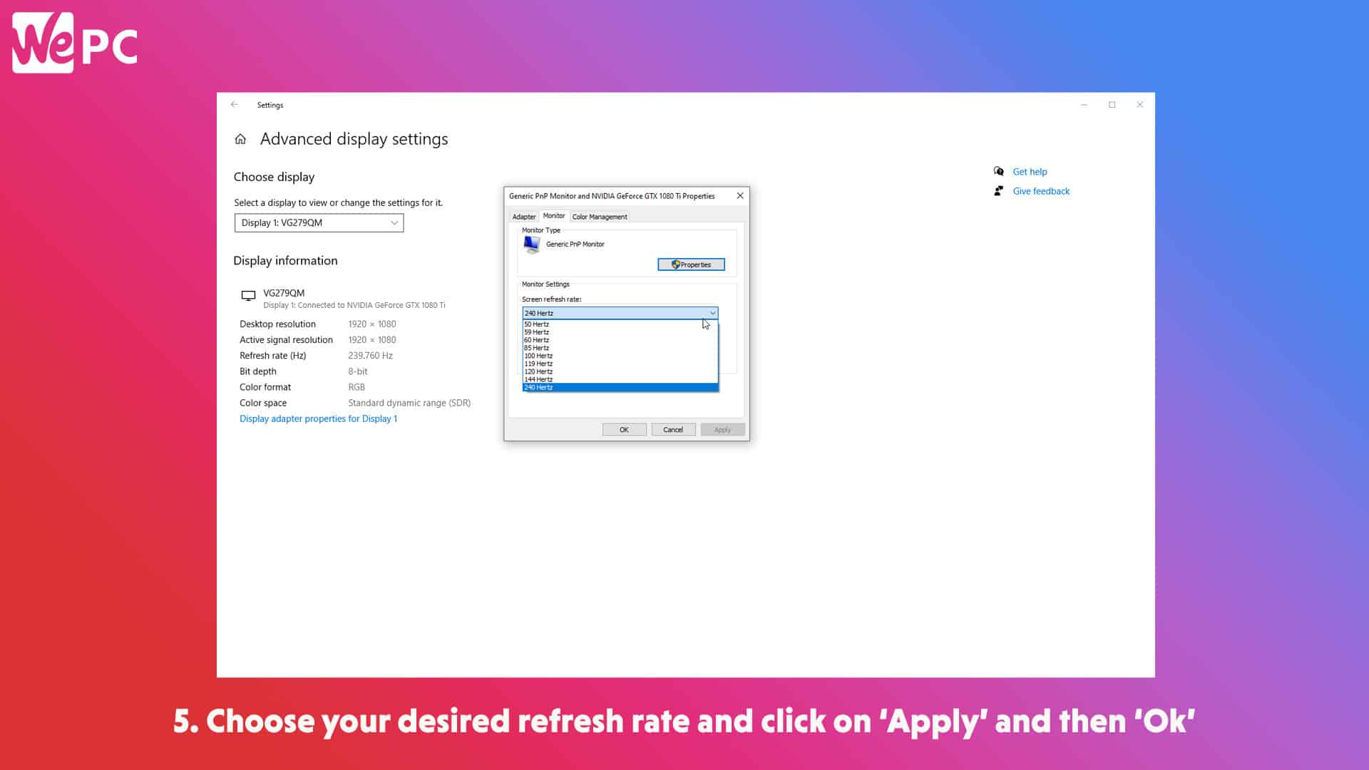 WePC Refresh rate step 5