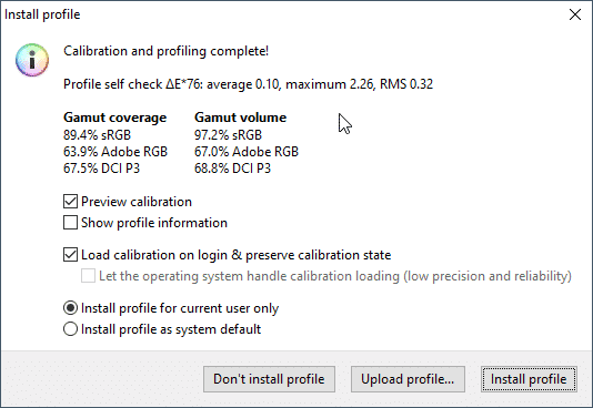 ASUS VG278Q Calibrated Gammut