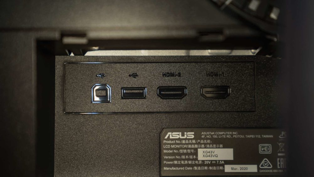Asus ROG Strix XG43VQ Monitor Review - Inputs HDMI Display Port
