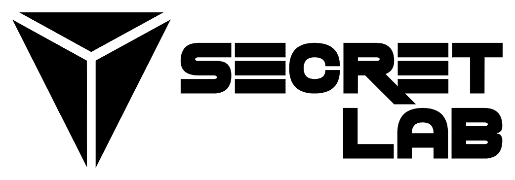 Transparent SecretLab logo with black lettering padding