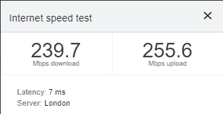 Internet speed wo VPN