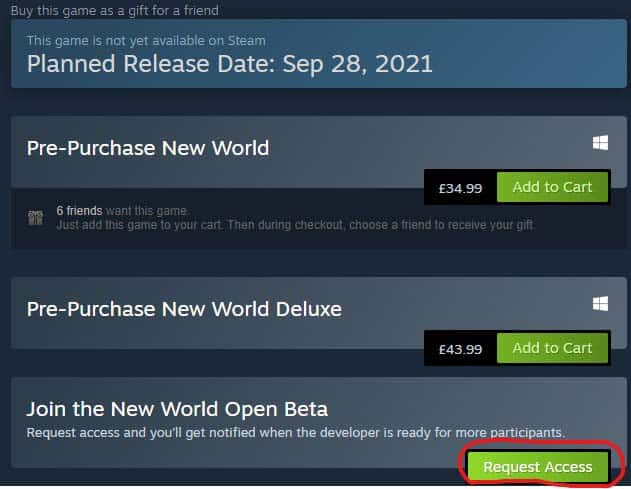 How to Get New World Open Beta on Steam
