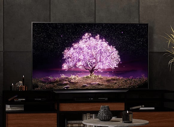 The LG C1 OLED in a well-furnished room.