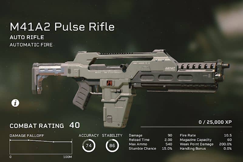 aliens fireteam pulse rifle