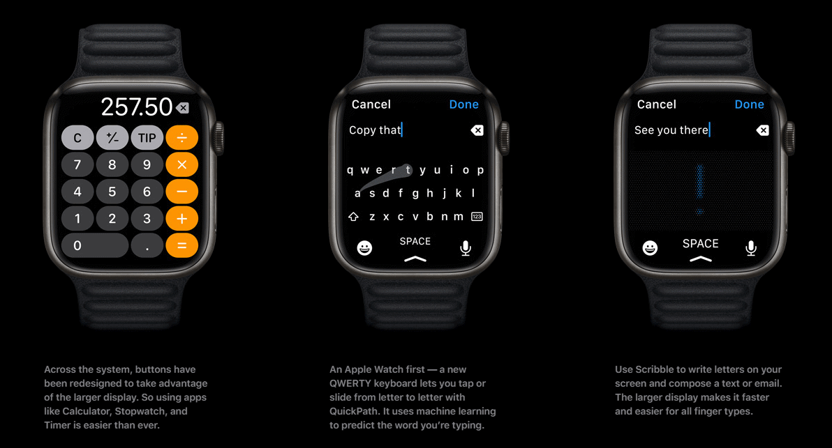 apple watch series 7 typing