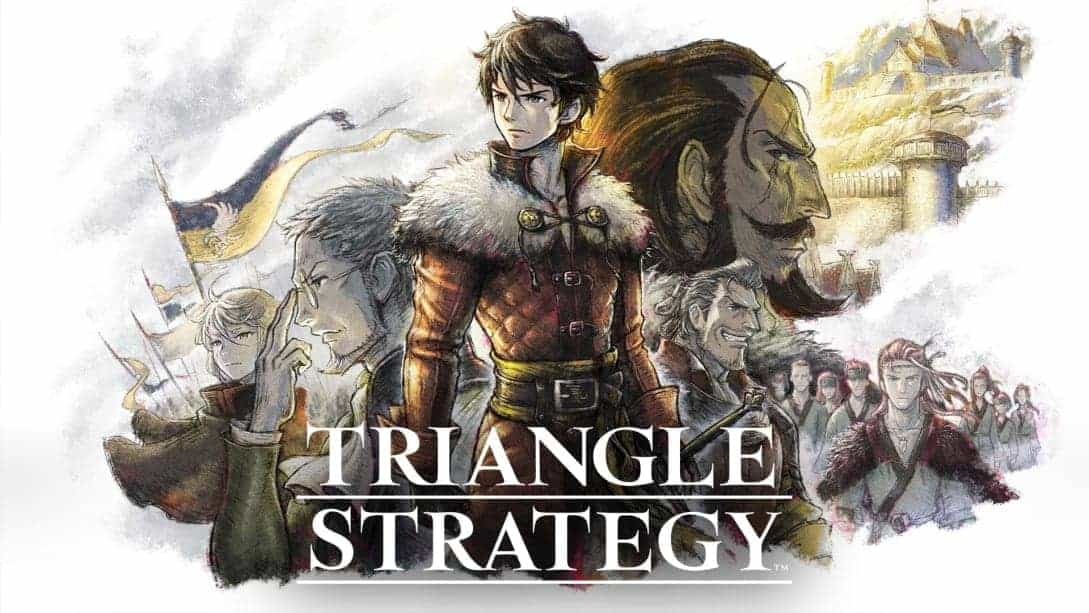 Triangle Strategy Key Art featuring hero and cast