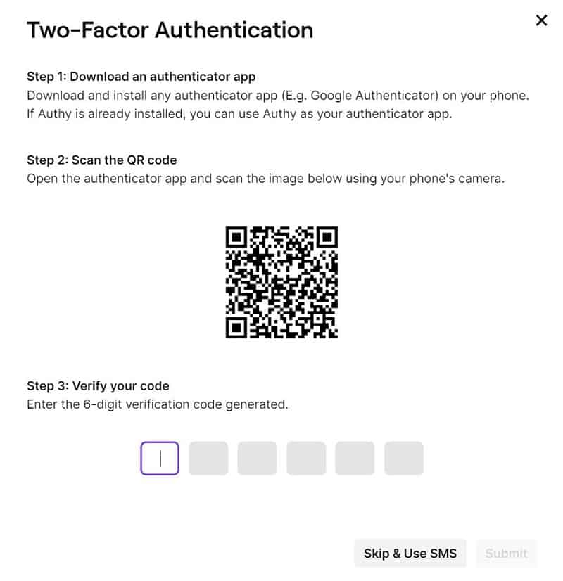 Twitch 2FA authenticator app
