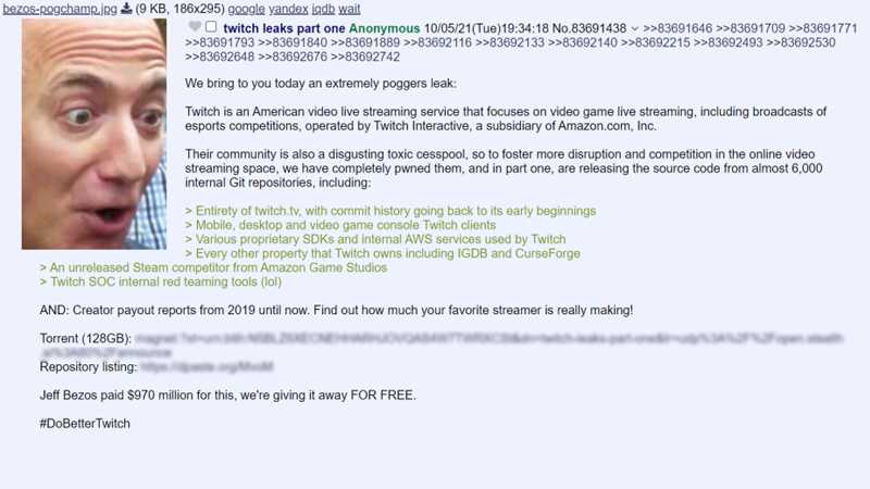 4chan Twitch leak post