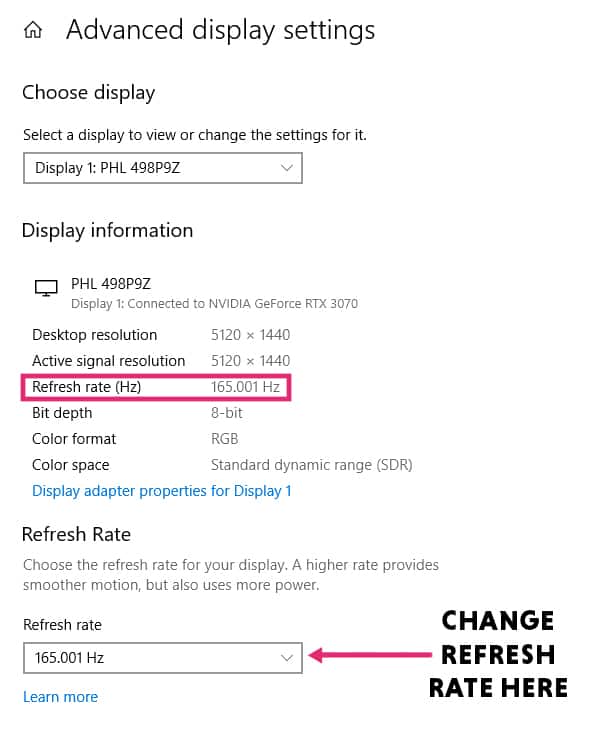 Check what refresh rate you have set
