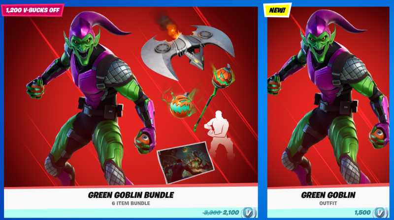 Green Goblin Fortnite skin bundle items