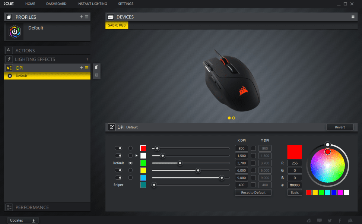 how to change dpi on a corsair mouse