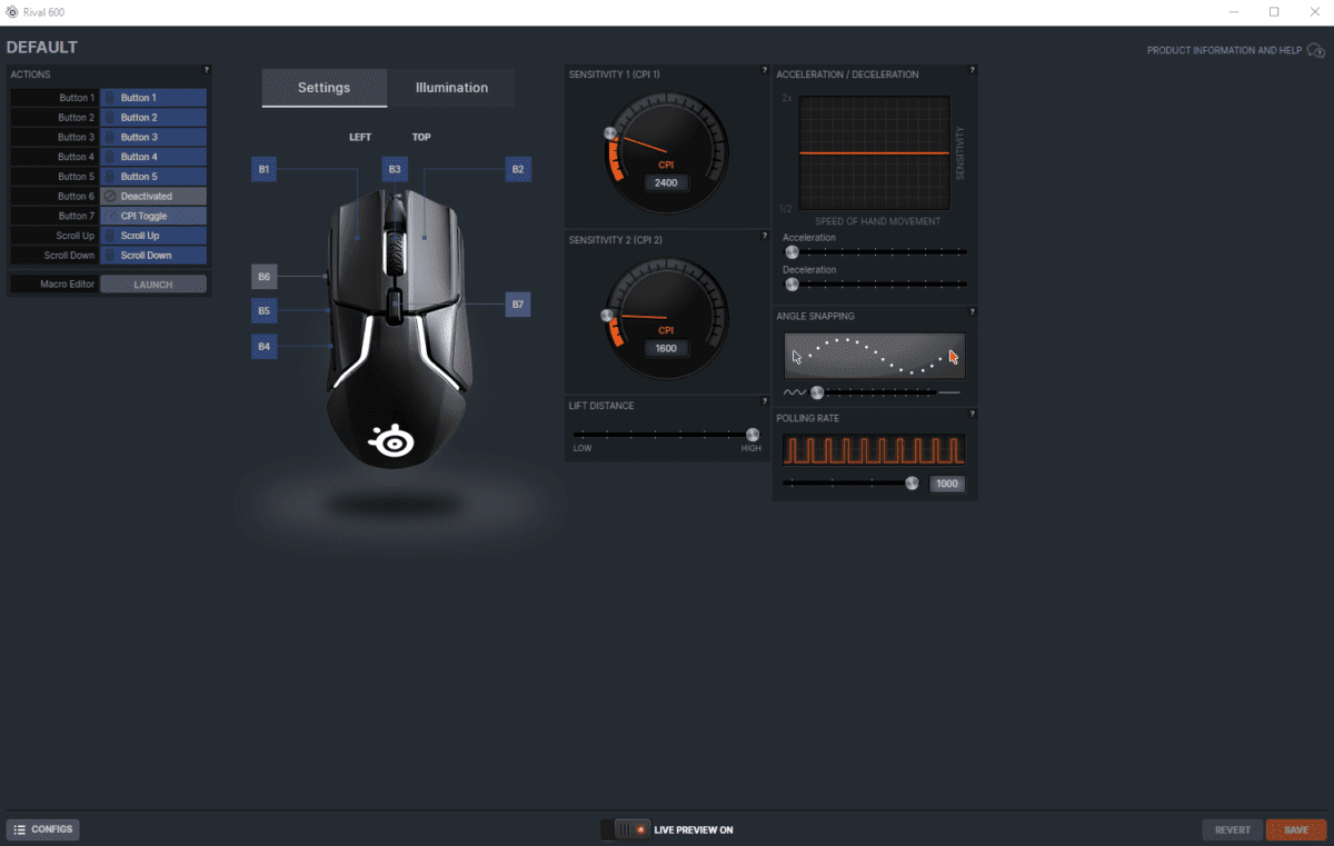 how to change dpi on a steelseries mouse