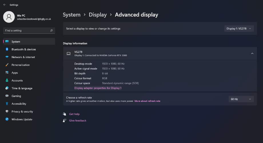 Advanced display settings 1
