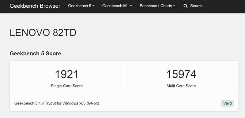 Intel Core i9 12900HX Geekbench benchmark