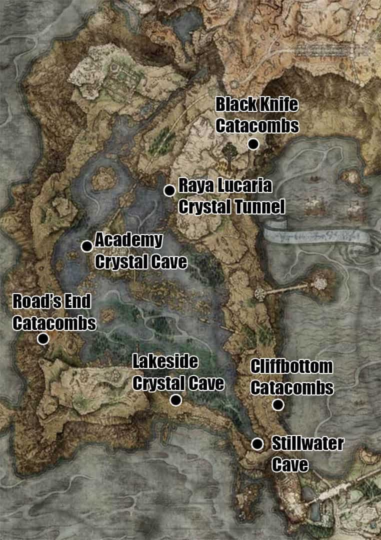 Elden Ring Liurnia of the Lakes dungeon locations   WePC