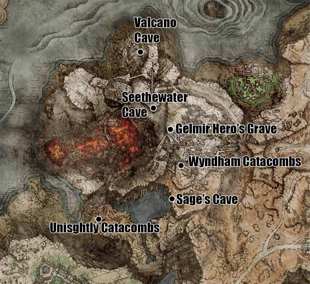 Elden Ring Mt Gelmir Dungeon Locations Wepc