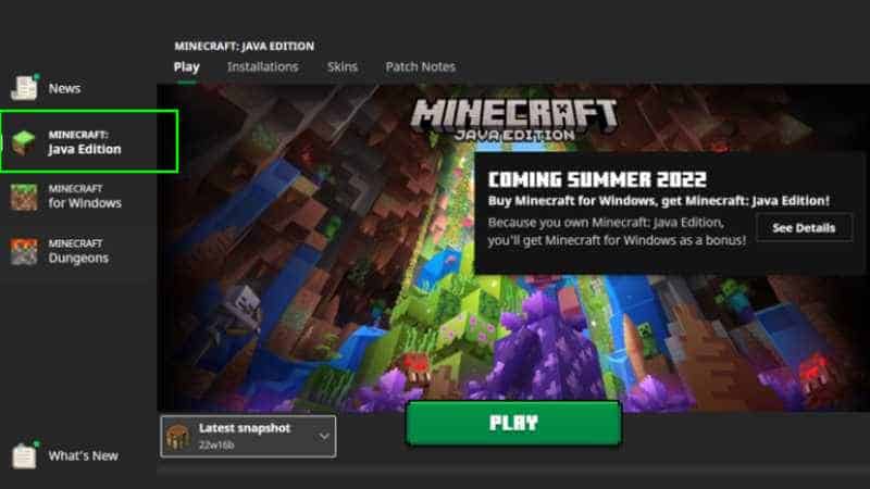 Minecraft Launcher full screen