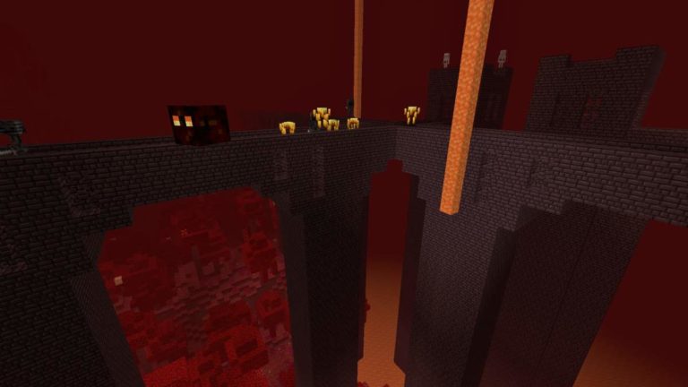 Minecraft Nether Fortress with mobs