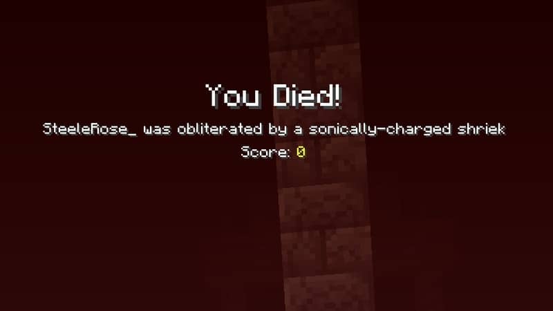 Minecraft snapshot 22w17a Death message