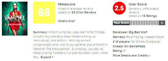 Swansong Metacritic