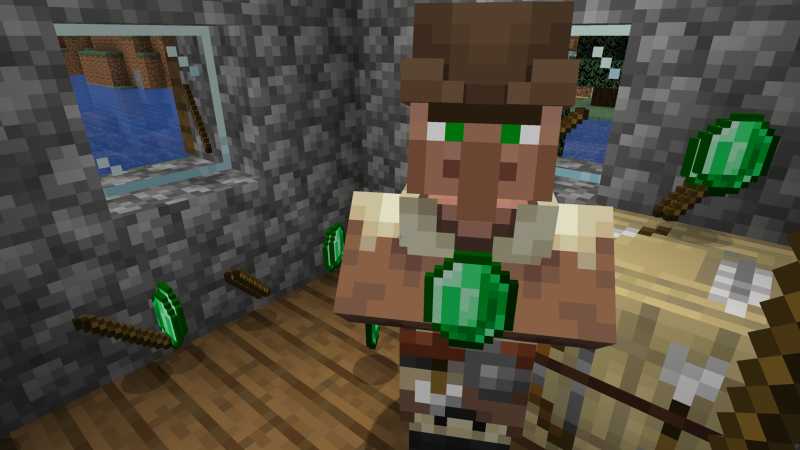 Trade sticks for emeralds Minecraft Fletcher Villager