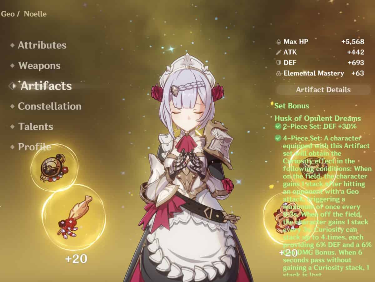 Genshin Impact Noelle Artifacts