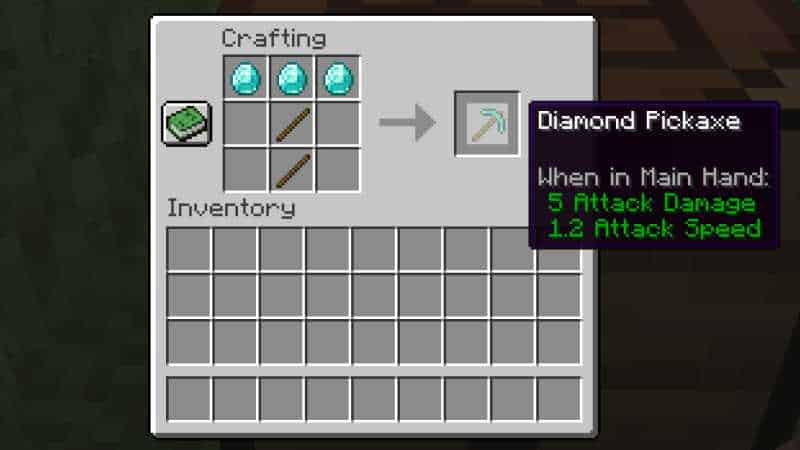 Minecraft Diamond Pickaxe recipe