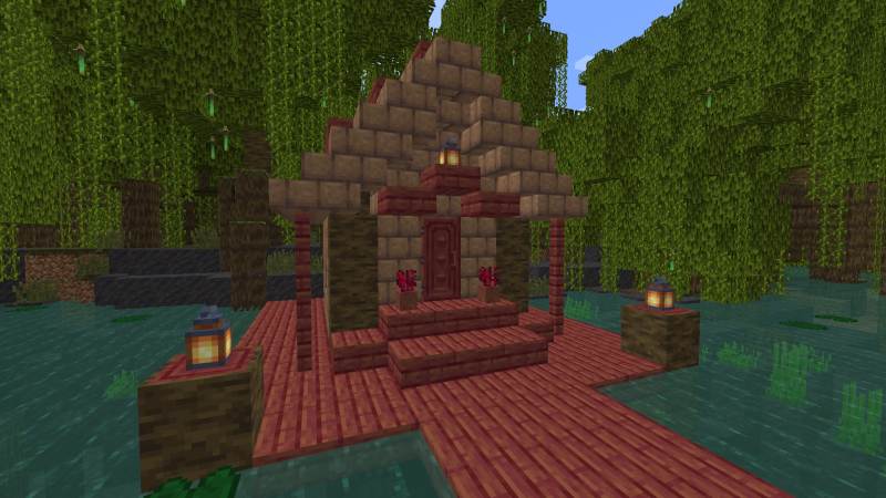 Minecraft Mangrove and Mud Brick house 1.19