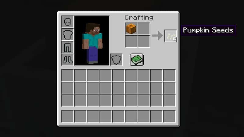 Receta de elaboración de Minecraft con semillas de calabaza