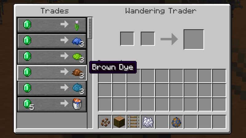 Wandering Trader Brown Dyes Trade