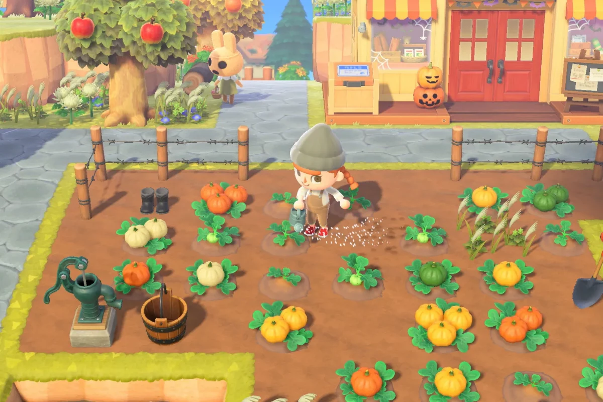 A screenshot from Wired (2019) showing Animal Crossing: New Horizons farming