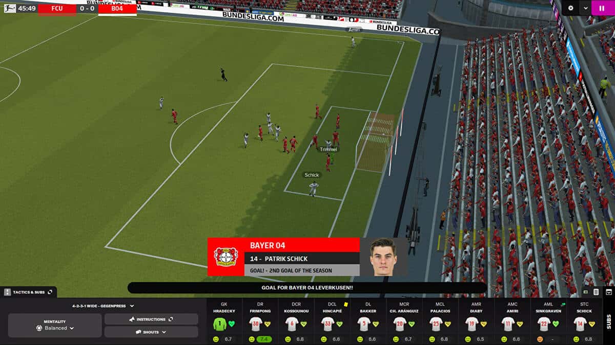 In-game screenshot of Football Manager 2022. 