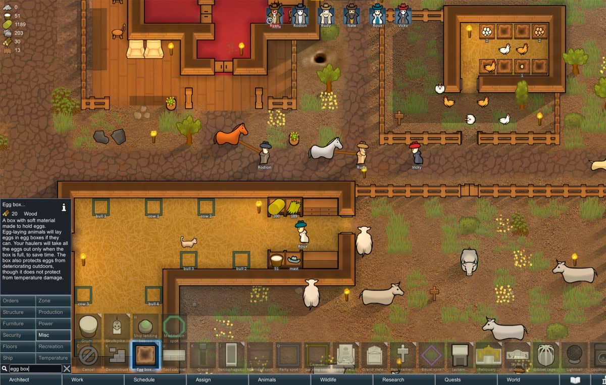 A screenshot of RimWorld and the farming features