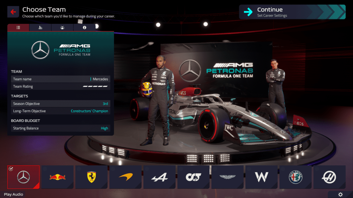 F1 Manager 2022 Mercedes Team Overview