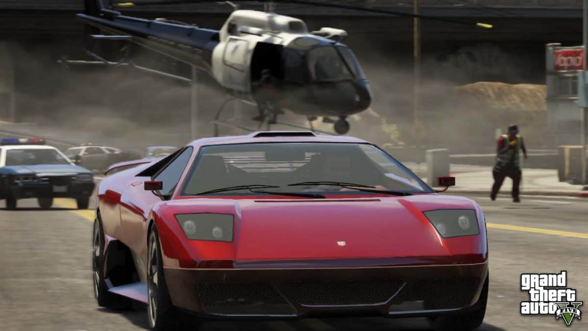 GTA 6 Trailer GTA Online Screenshot of Car being chased by Helicopter