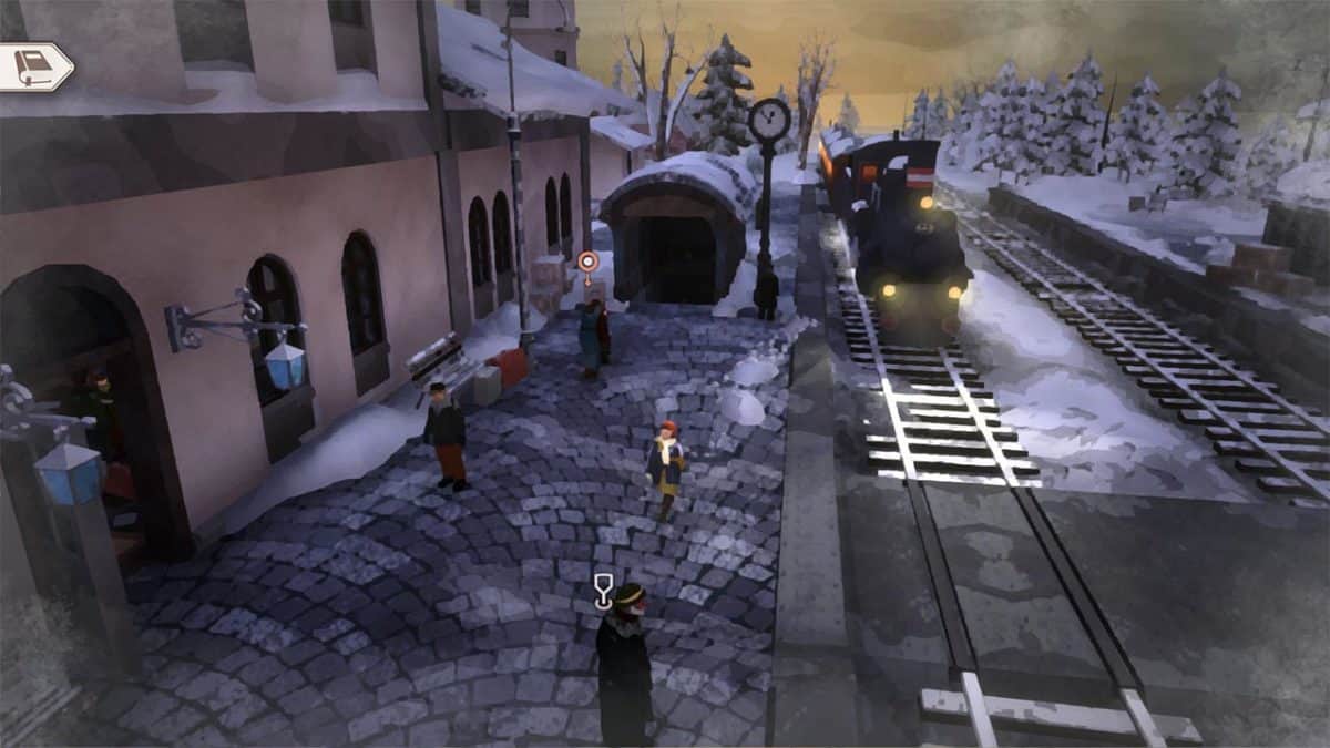 Gerda a Flame in the Winter Train Station Scene