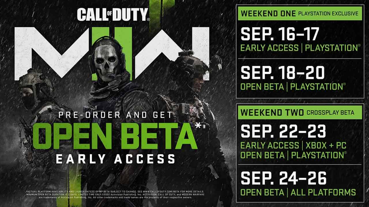 Call of Duty Modern Warfare 2 Open Beta expected release period