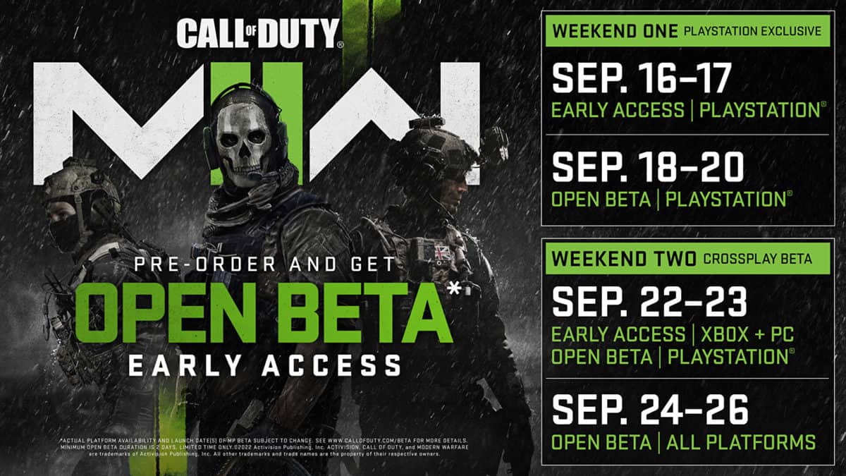 Modern Warfare 2 open beta sept22