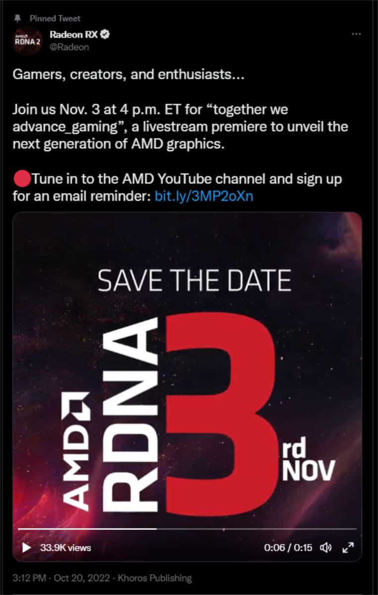 AMD RDNA 3 announcement date
