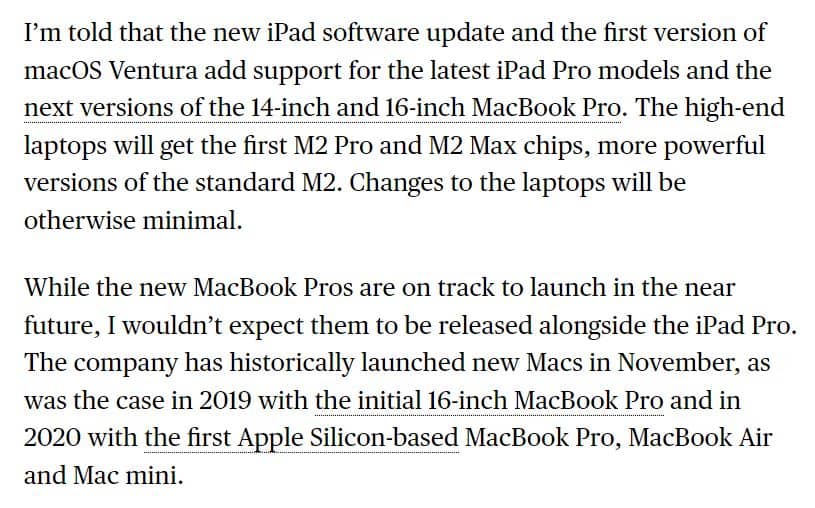 New MacBook Pro 2022 release date 14 inch MacBook Pro release date 16 inch macbook pro release date