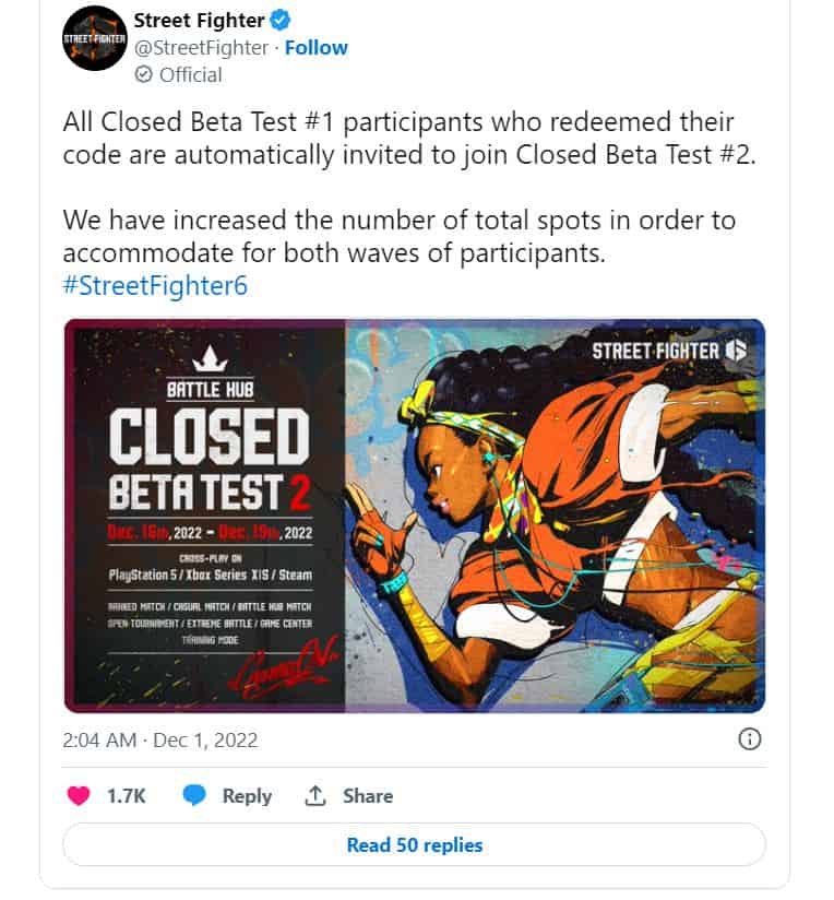 SF6 closed beta sign up twitter