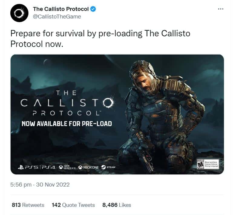 The Callisto Protocol release time Preload the Callisto protocol