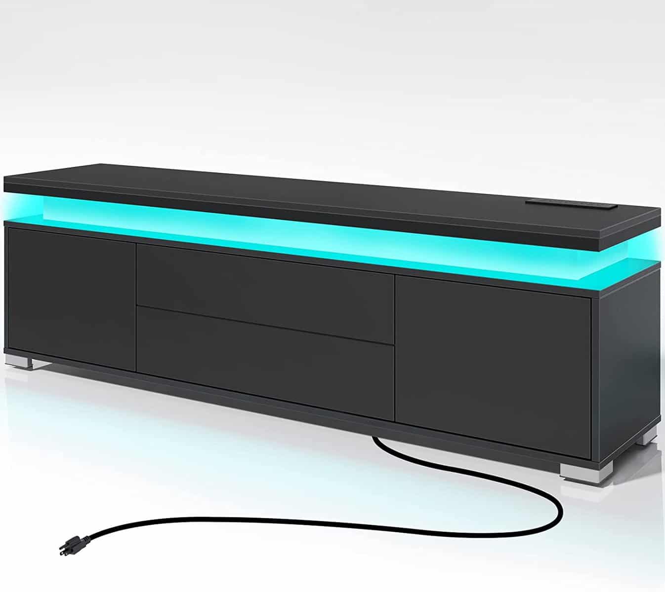Rolanstar TV Stand with LED Lights Power Outlet