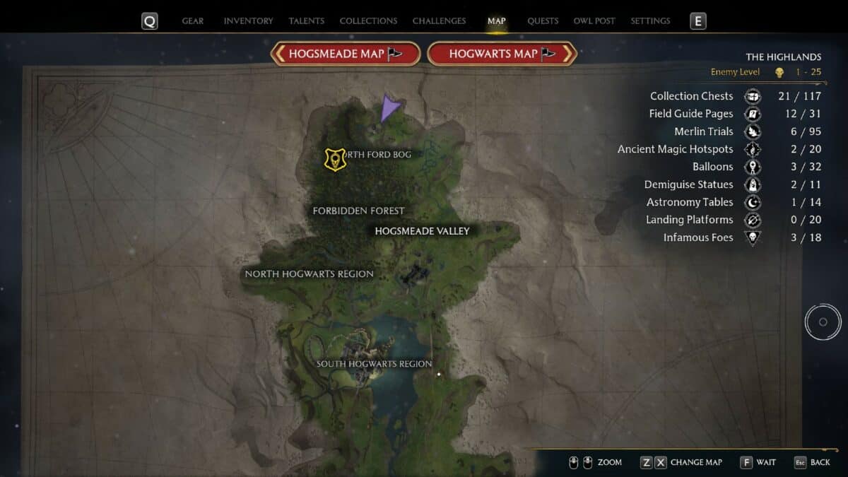 hogwarts legacy world map north