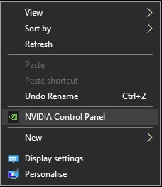 right click desktop nvidia control panel